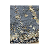 Vintage Floral Embroidered Denim Jacket