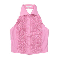 Blusa Nara Camicie em algodão sem mangas com Folhos à Frente