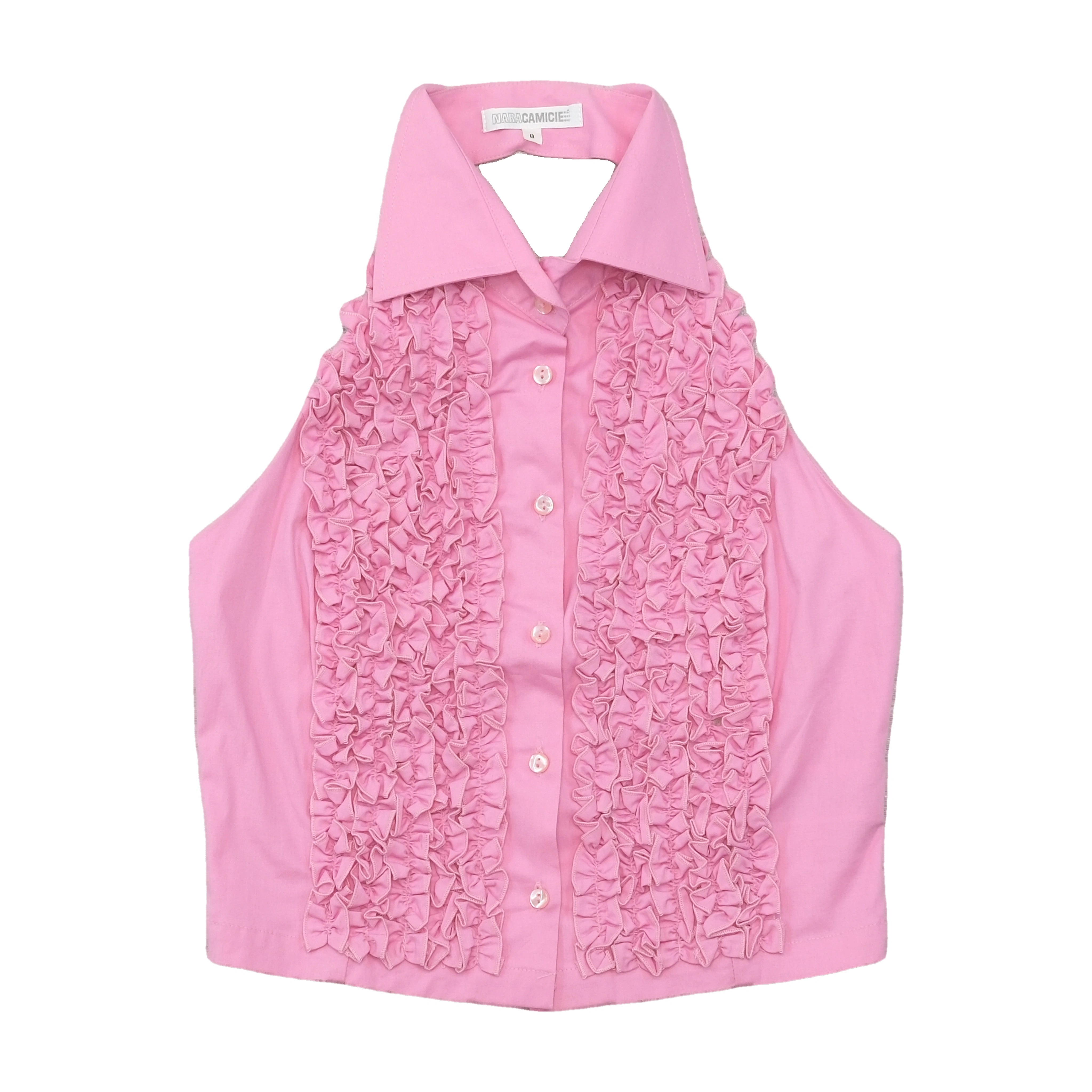 Blusa Nara Camicie em algodão sem mangas com Folhos à Frente