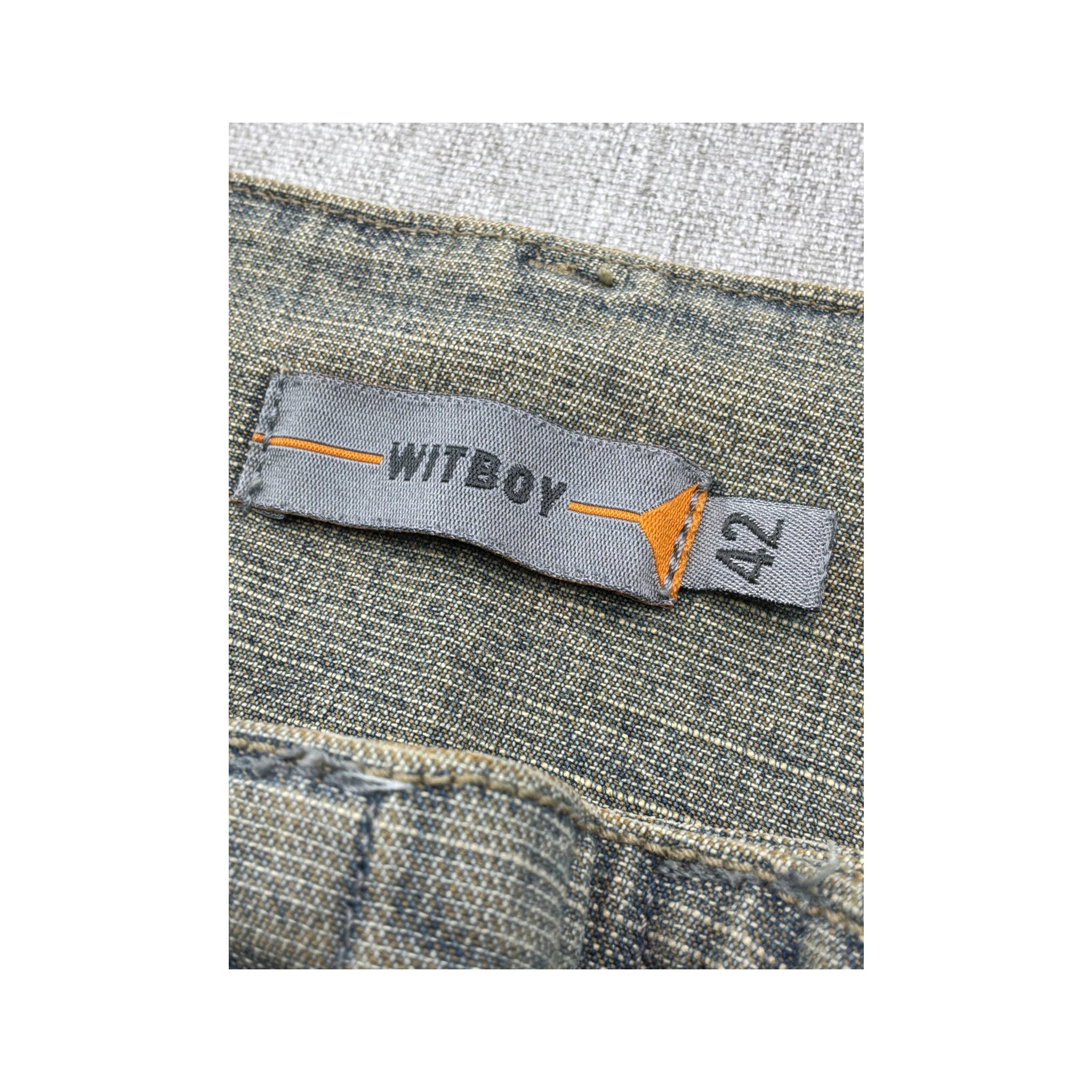 Mitequi Distressed Panel Flare Jeans