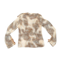OMAI Leopard Print Lace Up Blouse