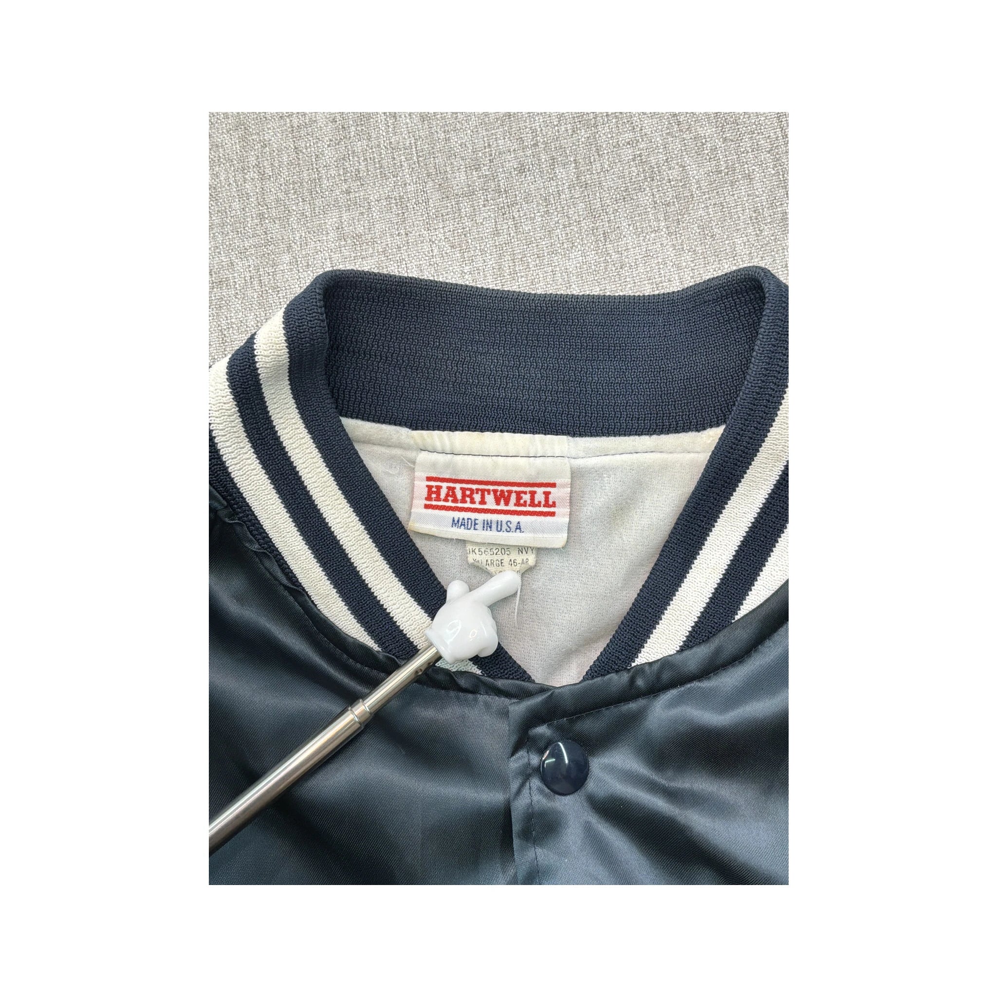 Hartwell Vintage Navy Satin Varsity Style Jacket Made in USA