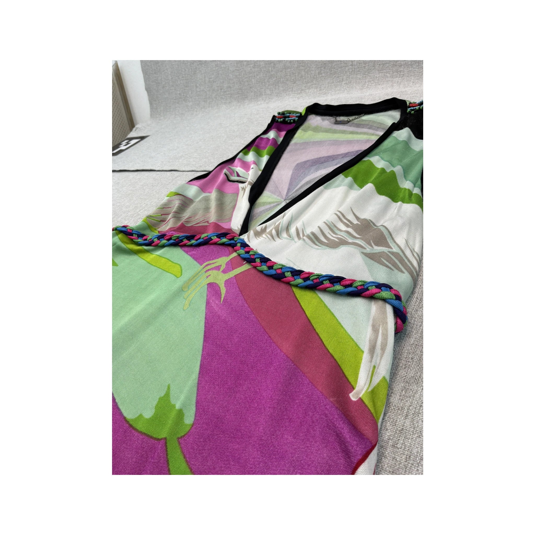 Custo Barcelona Abstract Print Beaded Sleeveless Dress