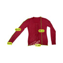 Casaco de malha vintage vermelho com Botões à Frente