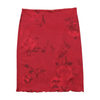 Red Rose Print Satin Slip Skirt