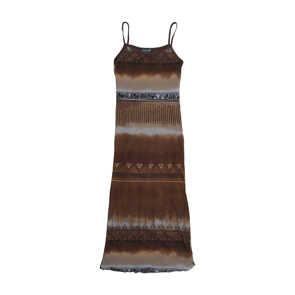 LuLu H'h Boho Stripe Tie-Dye Print Slip Dress