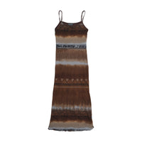LuLu H'h Boho Stripe Tie-Dye Print Slip Dress