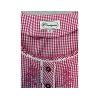 Landgewand Pink Gingham Lace Trim Embroidered Cotton Blouse