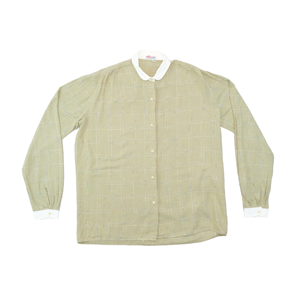 1a Eleganza Plaid Print Contrast Collar Button Up Shirt