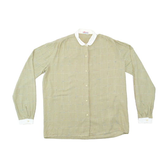 1a Eleganza Plaid Print Contrast Collar Button Up Shirt