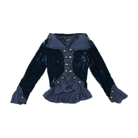 Nelles Vintage Velour Button-Up Ruffled Jacket