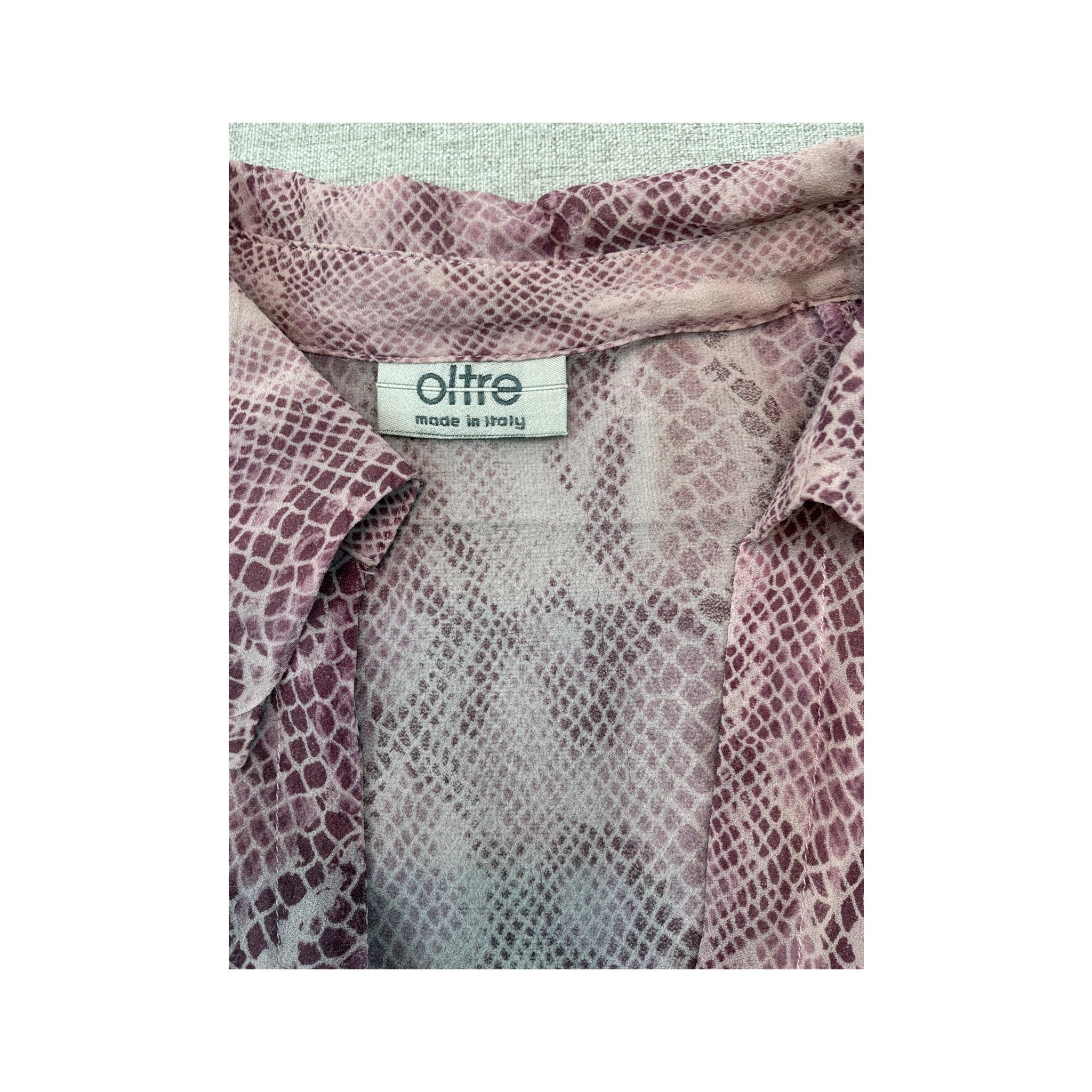 Oltre Pink Snakeskin Print Short Sleeve Button Up Shirt