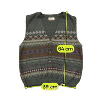 Rodes Vintage Geometric Pattern Virgin Wool Sweater Vest