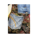 Indian Rose Vintage Patchwork Denim Jacket with Floral Tapestry Panels (Repriced)