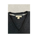 Burberry Wool V-Neck Sweater with Check Elbow Patches