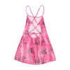Pink Snake Print Open Back Mini Dress