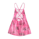Pink Snake Print Open Back Mini Dress