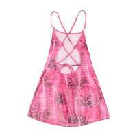 Pink Snake Print Open Back Mini Dress