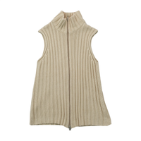 Stefanel Rib Knit Zip-Up Mock Neck Sweater Vest