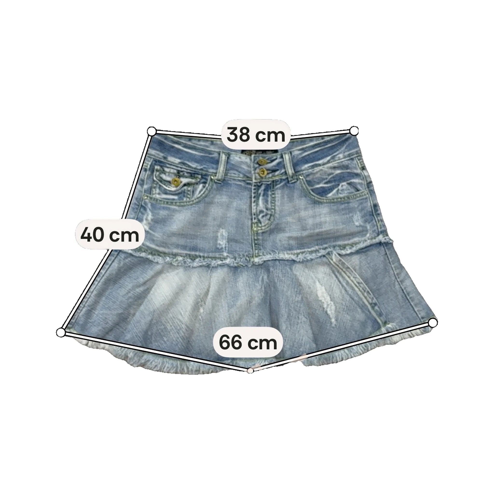 Distressed Denim Flounce Mini Skirt
