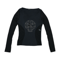 Nexos Black Mesh Sleeve Embroidered Long Sleeve Shirt (Made in Italy)