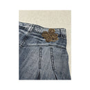 Miss Sixty Denim Mini Skirt with Flap Pockets and Clover Appliqué