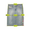 Emmanuel Schvili Embroidered Side Panel Light Wash Denim Skirt