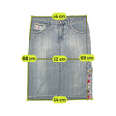 Emmanuel Schvili Embroidered Side Panel Light Wash Denim Skirt