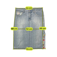 Emmanuel Schvili Embroidered Side Panel Light Wash Denim Skirt