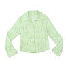 Vintage Textured Green Stripe Button Up Shirt
