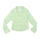 Vintage Textured Green Stripe Button Up Shirt