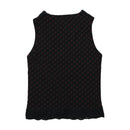 PHARD Floral Print Lace Trim V-Neck Sleeveless Blouse