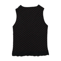 PHARD Floral Print Lace Trim V-Neck Sleeveless Blouse