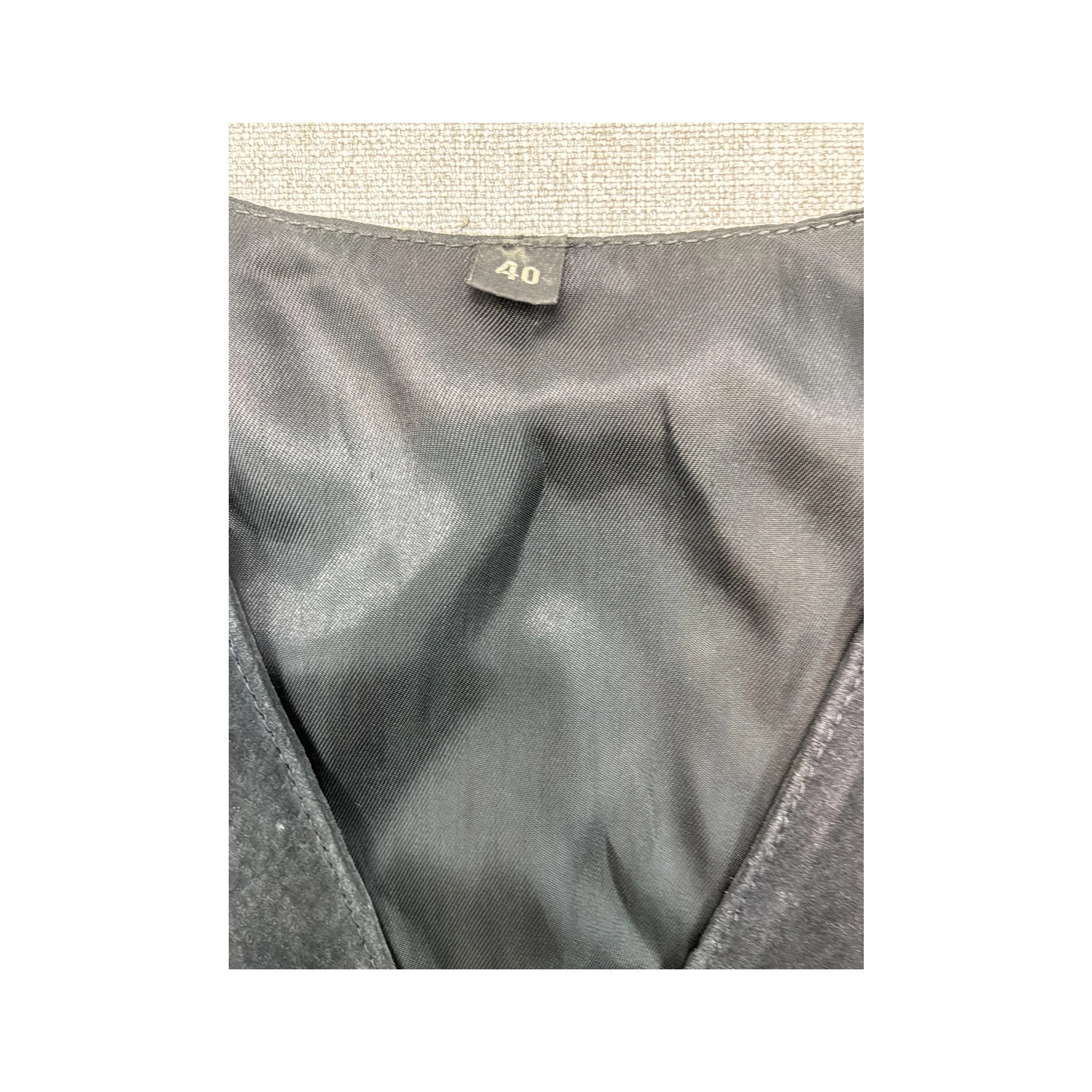 Vintage Black Hair-On Leather Waistcoat Style Jacket