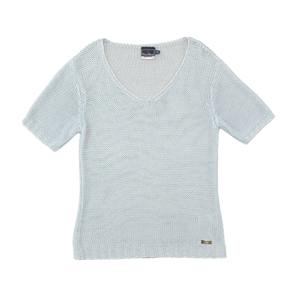 Conte of Florence V-Neck Short Sleeve Knit Sweater