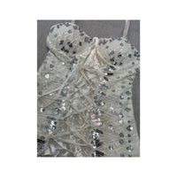 Pretty Sequin Lace-Up Corset Tank Top