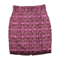 Vintage Handwoven Purple Thai Mudmee Ikat Pencil Skirt