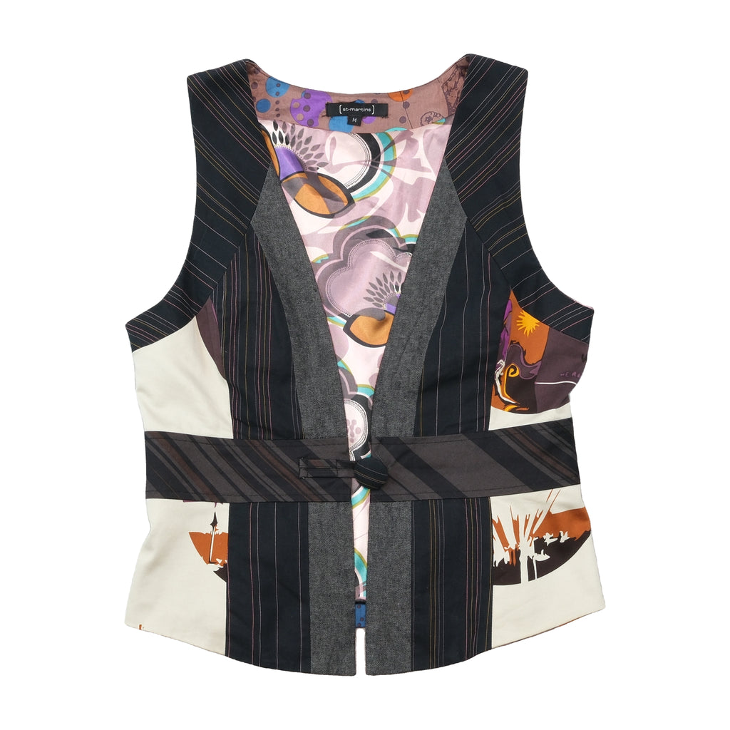 St-Martins Patchwork Belted Sleeveless Blouse (repriced)