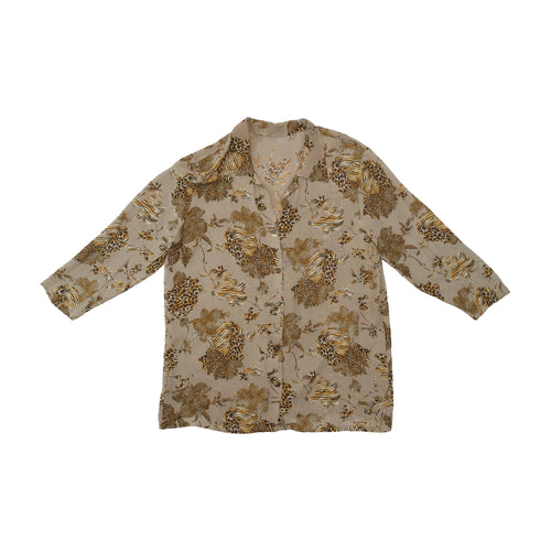 Leopard Print Beige Button-Up Shirt Dress
