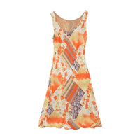 Vintage Floral Patchwork Print Sleeveless Dress