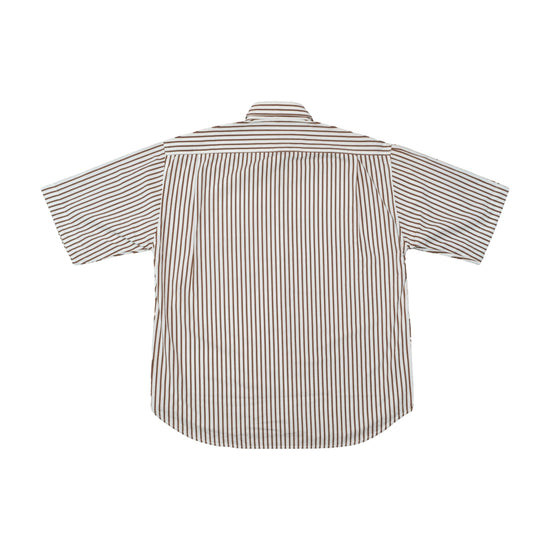 Féminin Creations Brown Striped Short Sleeve Button Up Shirt