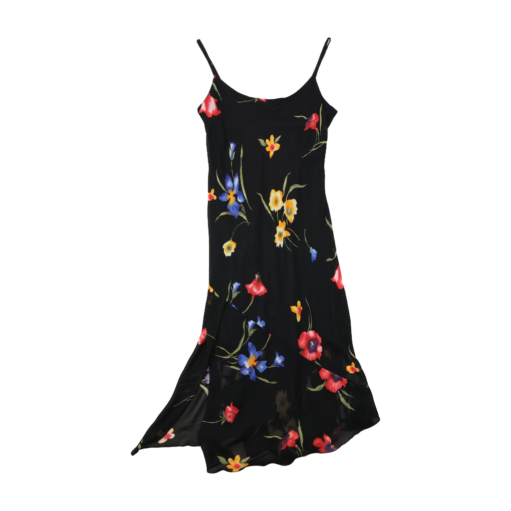 Vestido Lingerie vintage floral com Bainha Lenço
