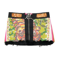 Mini saia CyBerg vintage com estampado de Tigre e Acabamento em Pelo
