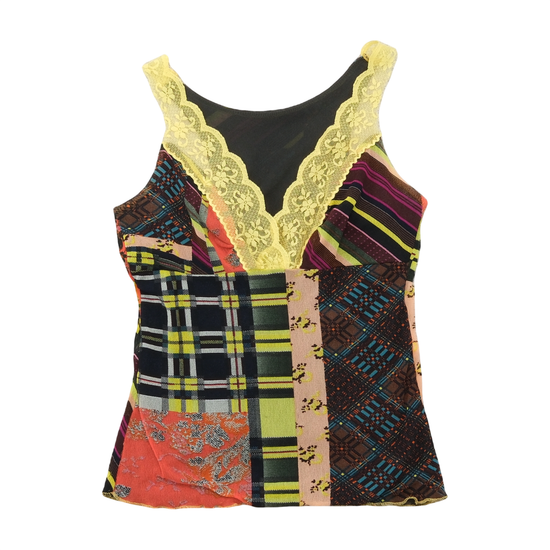Patchwork Lace Trim Tank Top