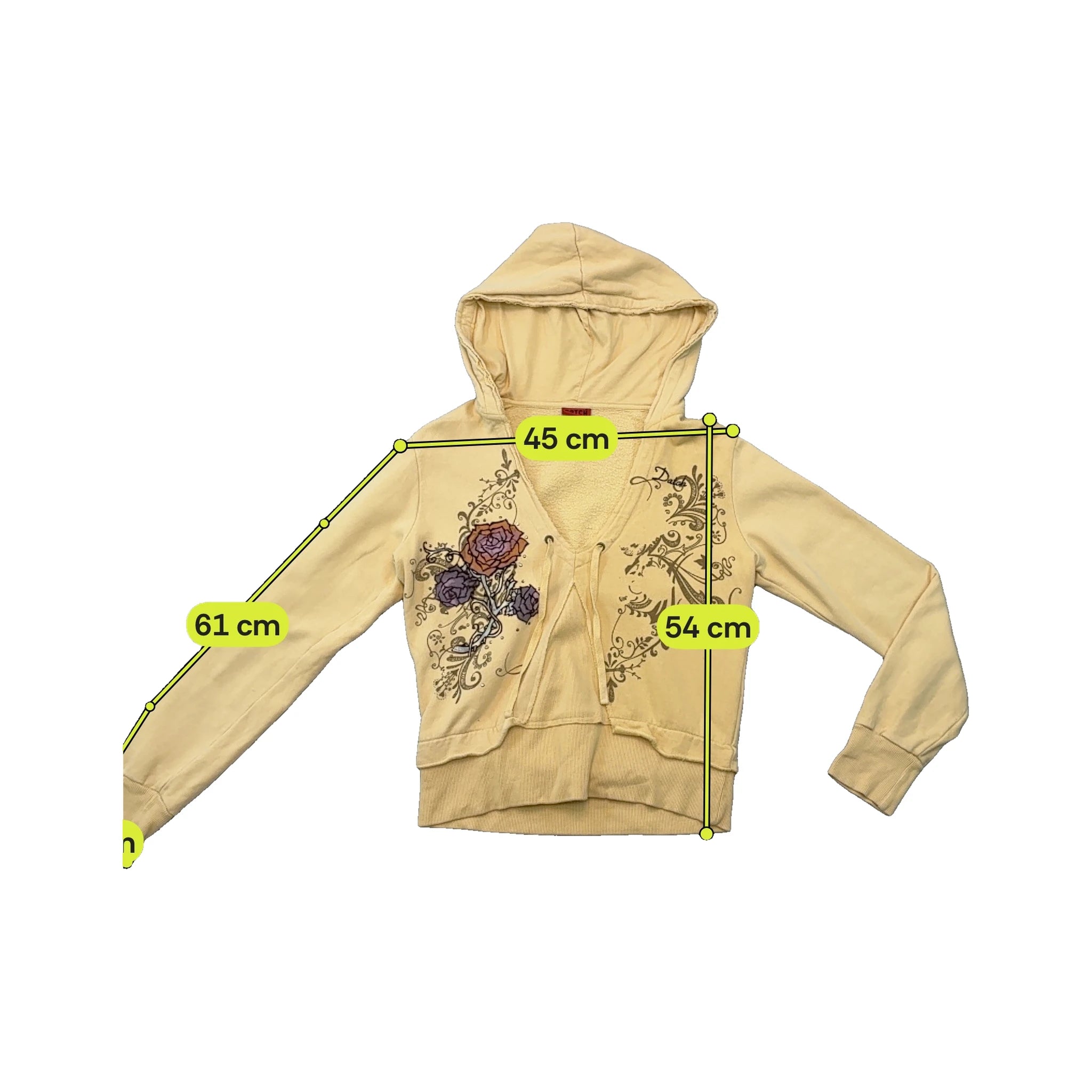 Sweatshirt com capuz Datch Y2K em algodão com estampado floral