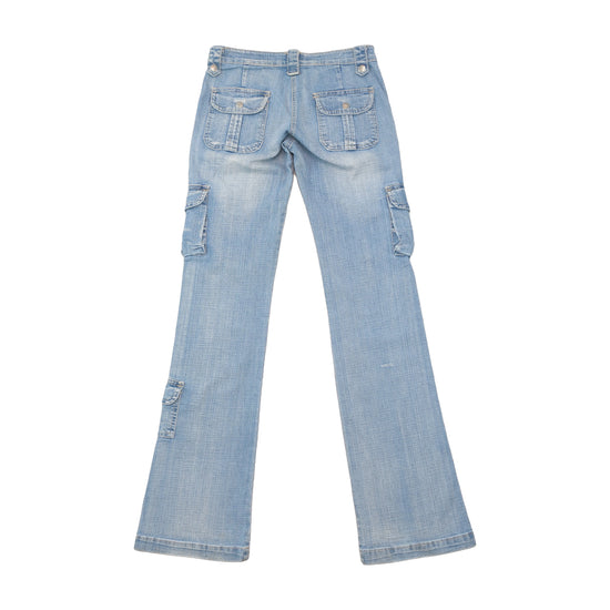 Blue Collection Distressed Cargo Flare Jeans