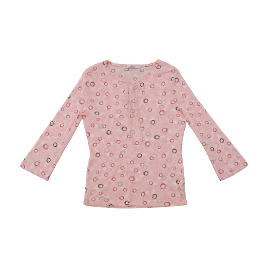 s.Oliver Sheer Pink Ring Print Tie Neck Blouse