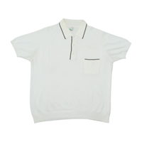 Vintage Italian Contrast Piped Knit Polo Shirt