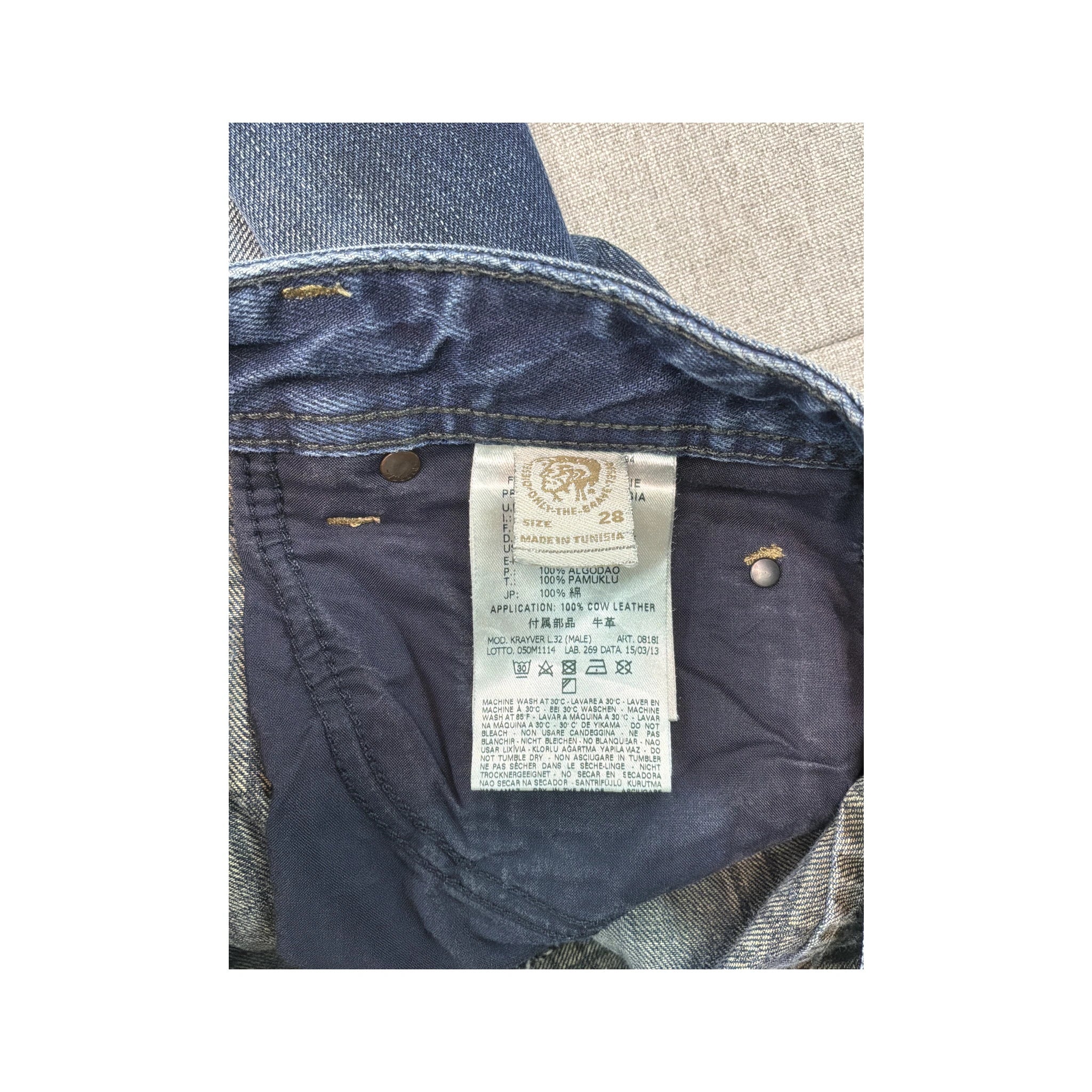 Diesel Distressed Repaired Washed Blue Cotton Denim Jeans
