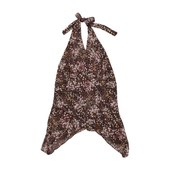 Silk Floral Handkerchief Halter Tank Top